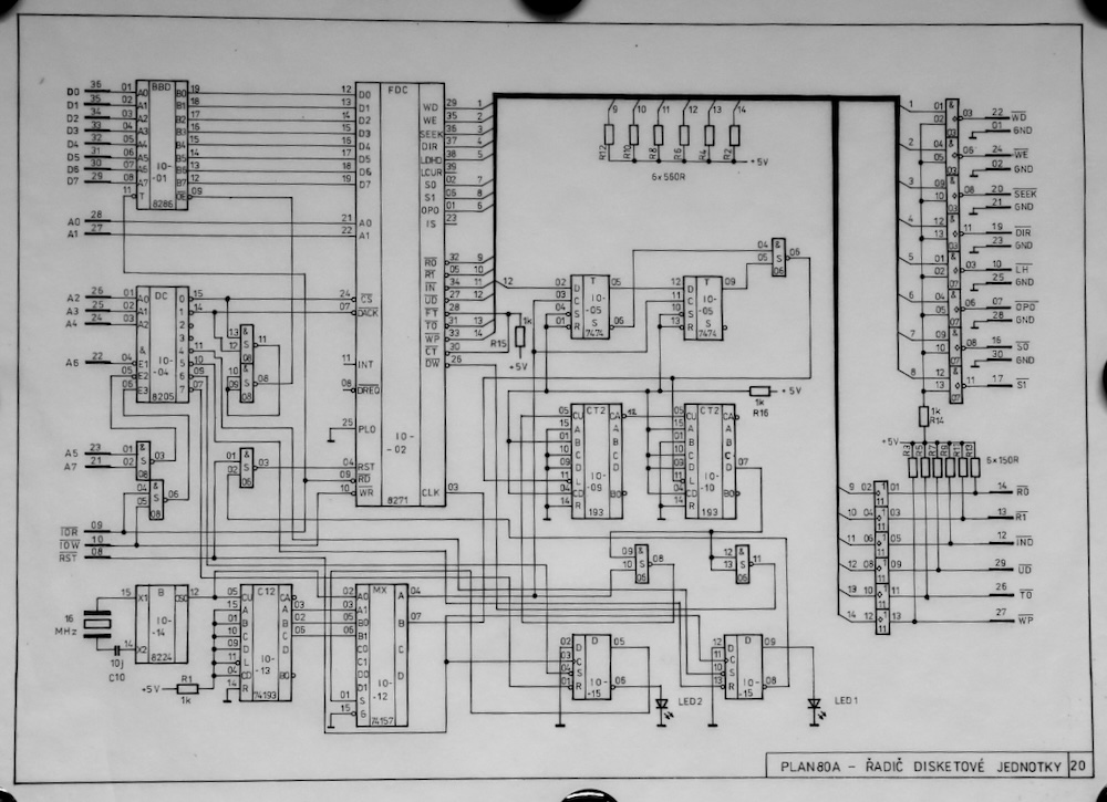 Schéma zapojení řadiče disketové jednotky FDC